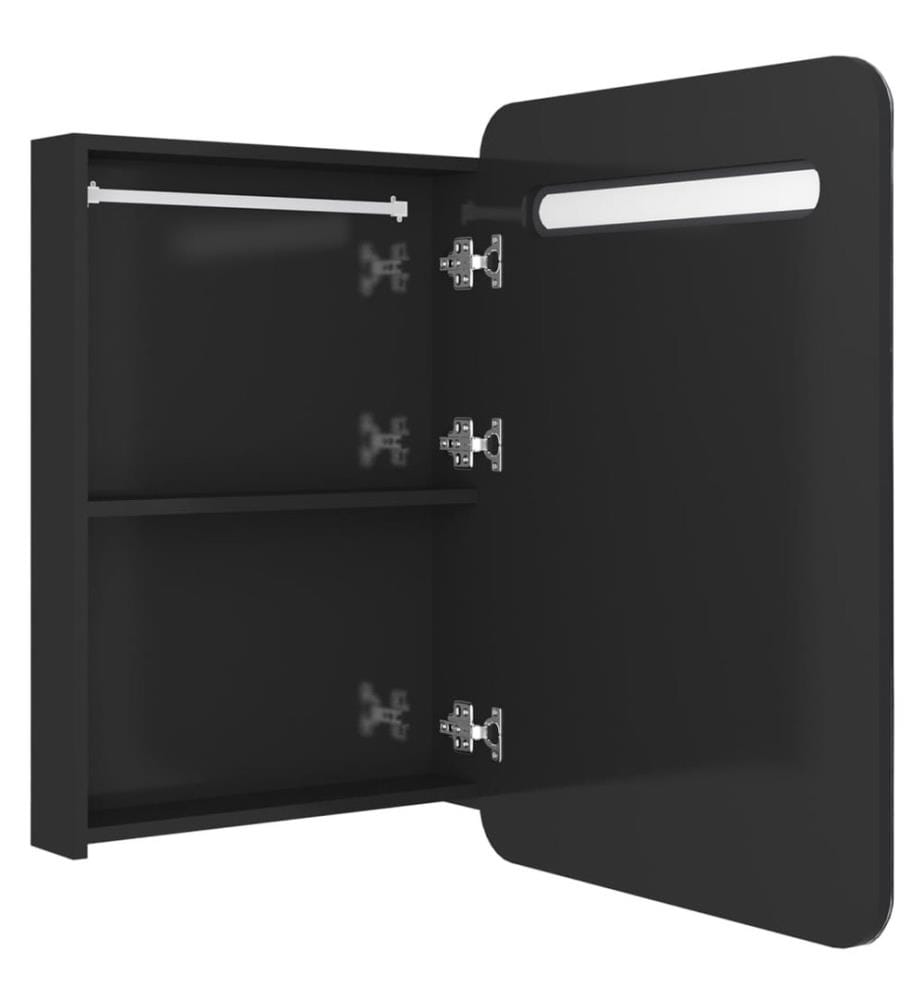 LED-Bad-Spiegelschrank Glänzendes Schwarz 60x11x80 cm