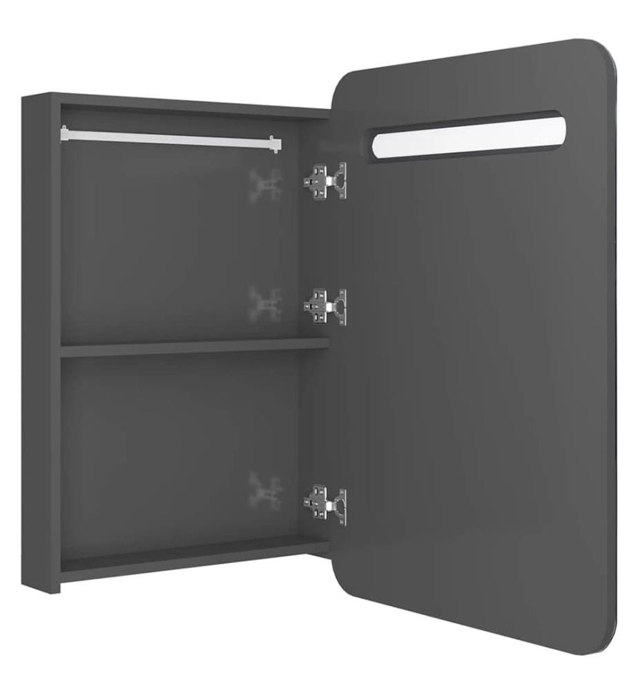 LED-Bad-Spiegelschrank Glänzendes Grau 60x11x80 cm
