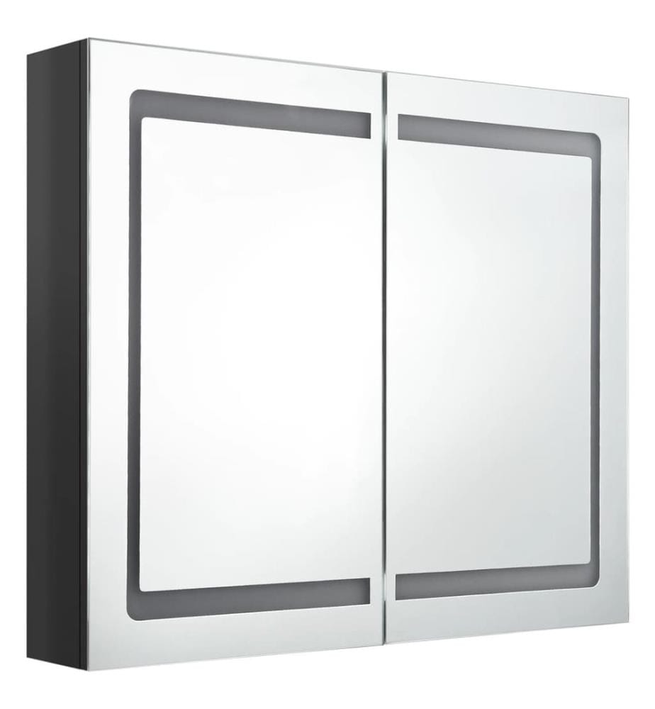 LED-Spiegelschrank fürs Bad Glänzend Schwarz 80x12x68 cm