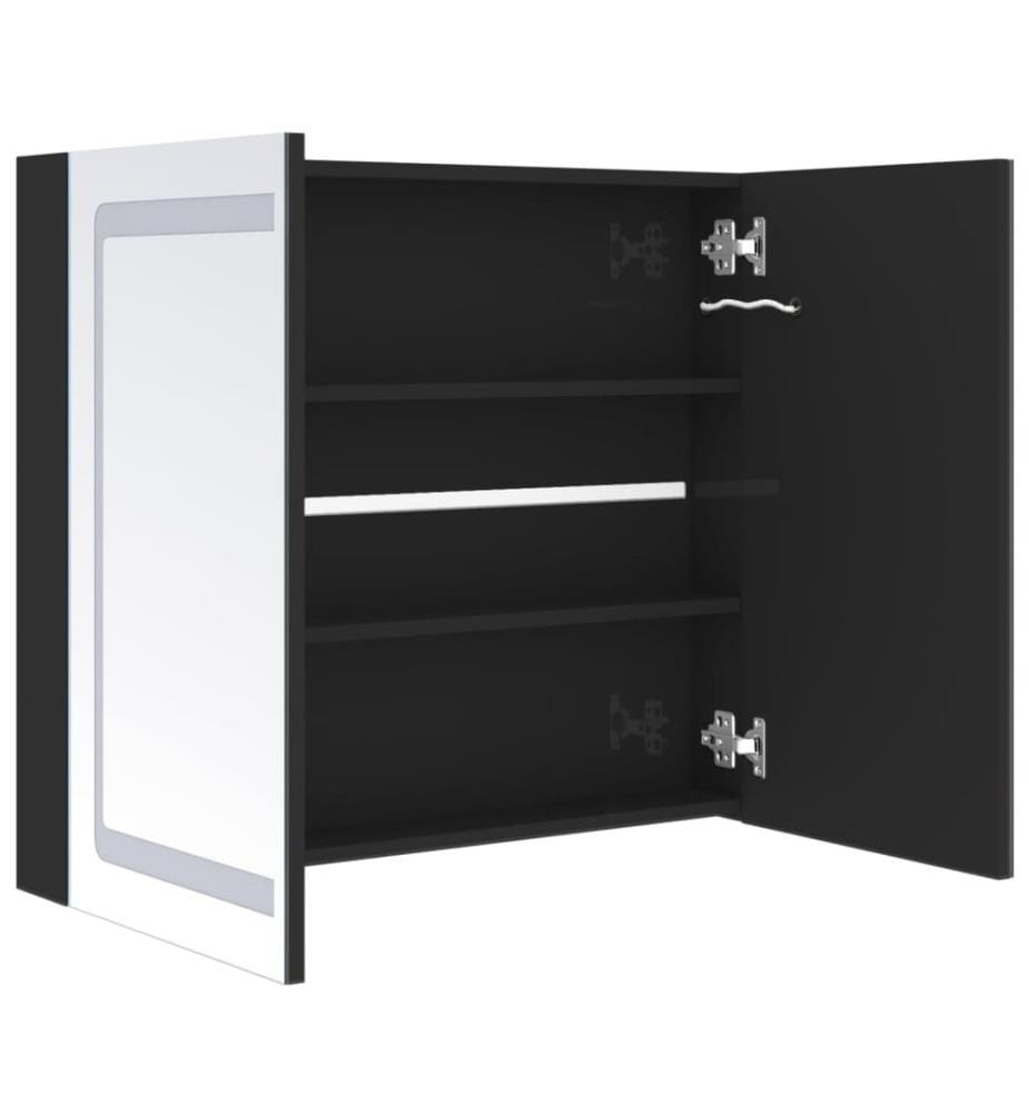 LED-Spiegelschrank fürs Bad Glänzend Schwarz 80x12x68 cm