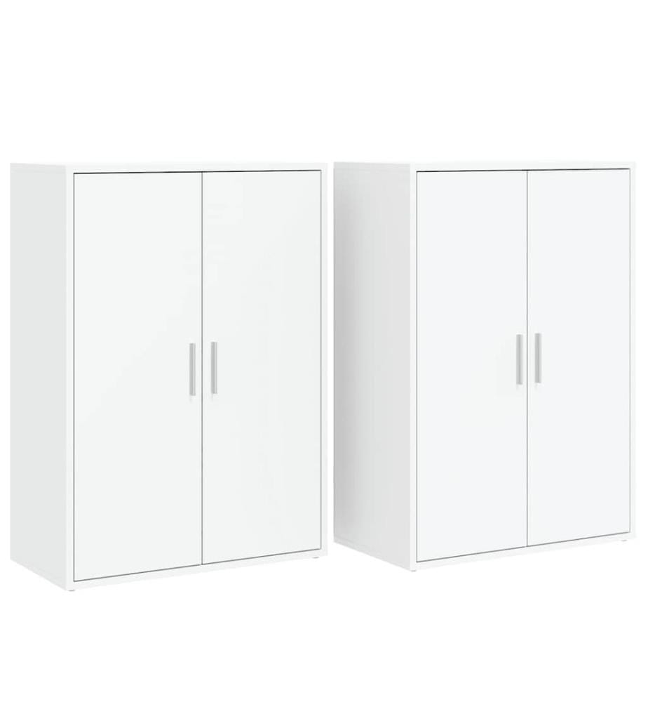 Buffets 2 pcs blanc 60x31x84 cm bois d'ingénierie
