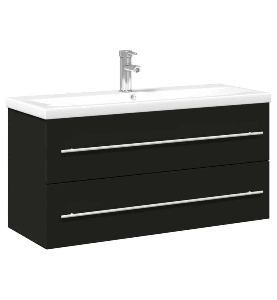 Waschbeckenunterschrank mit Einbaubecken Schwarz