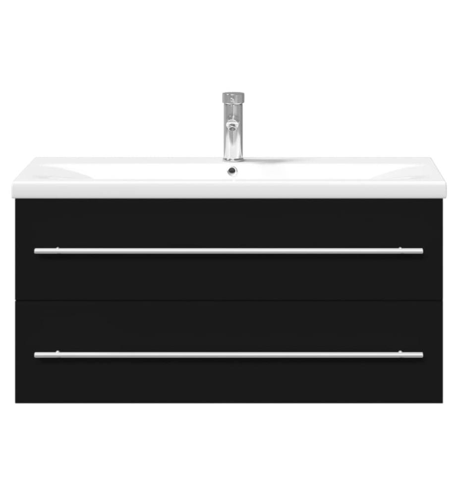 Waschbeckenunterschrank mit Einbaubecken Schwarz