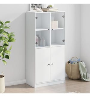Highboard mit Türen Weiss 68x37x142 cm Holzwerkstoff