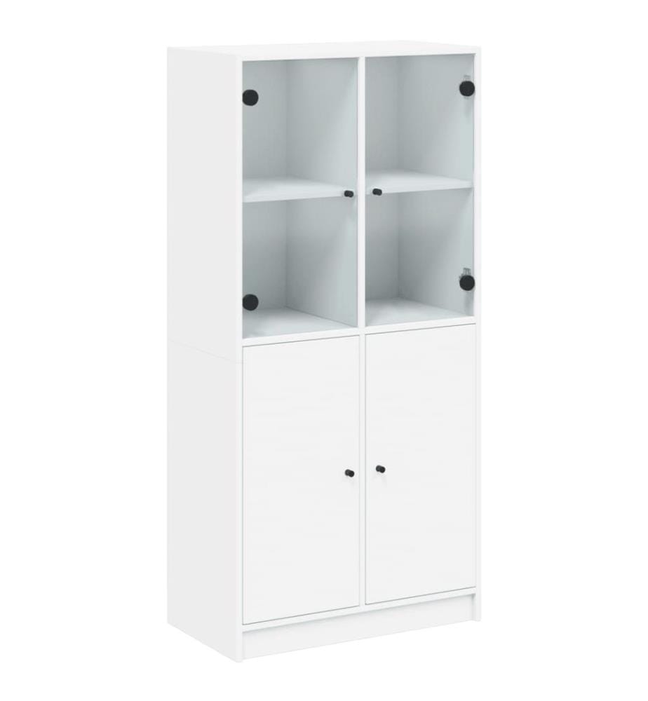 Buffet haut avec portes blanc 68x37x142 cm bois d'ingénierie