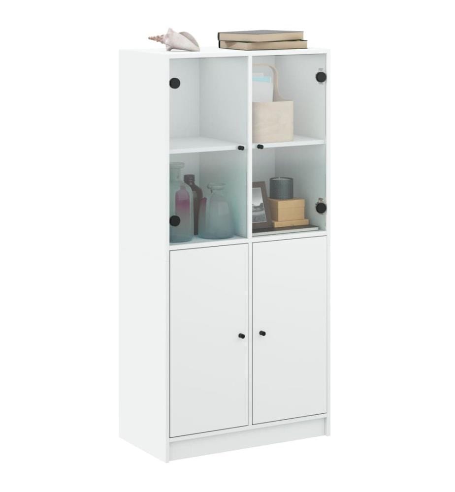 Buffet haut avec portes blanc 68x37x142 cm bois d'ingénierie
