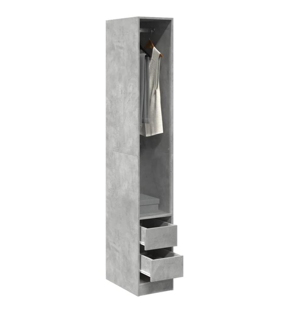 Garde-robe gris béton 30x50x200 cm bois d'ingénierie