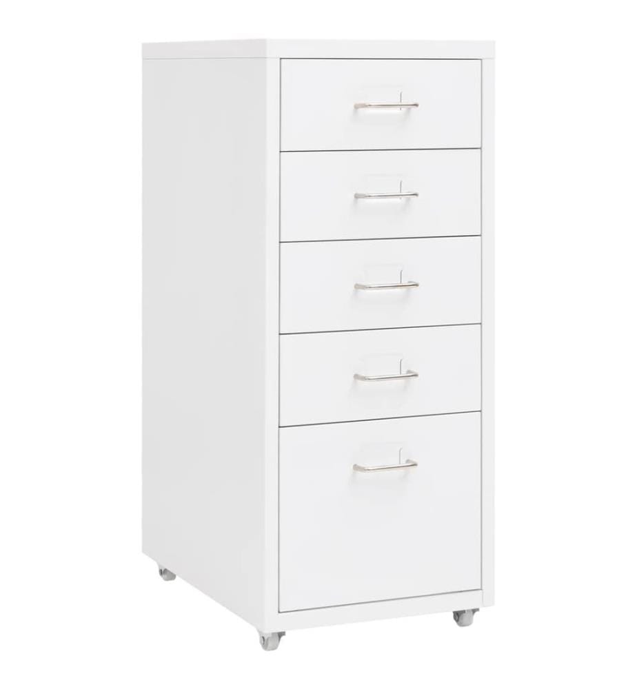 Aktenschrank mit Rollen Weiss 28x41x69 cm Metall