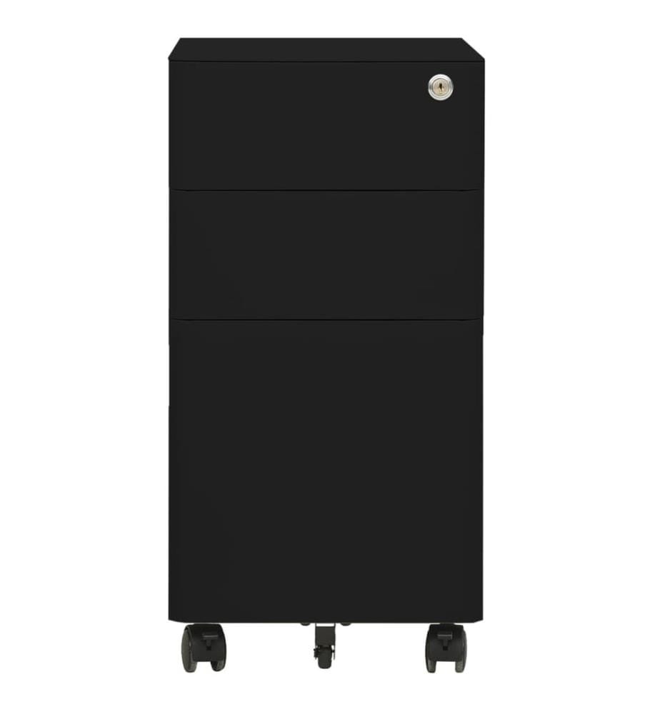 Aktenschrank mit Rollen Schwarz 30x45x59 cm Stahl