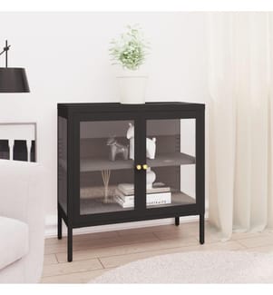 Sideboard Schwarz 70x35x70 cm Stahl und Glas