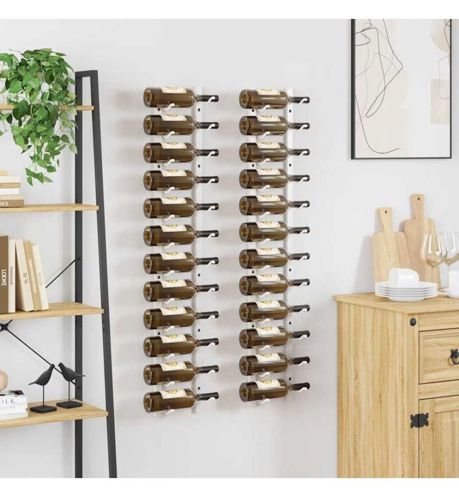Casier à vin mural pour 12 bouteilles 2 pcs Blanc Fer