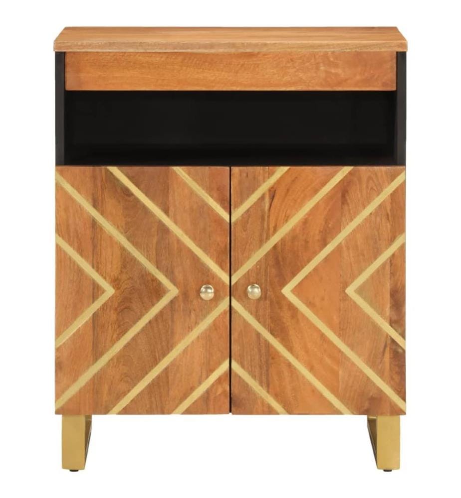 Armoire latérale marron et noir 60x33,5x75 cm bois de manguier
