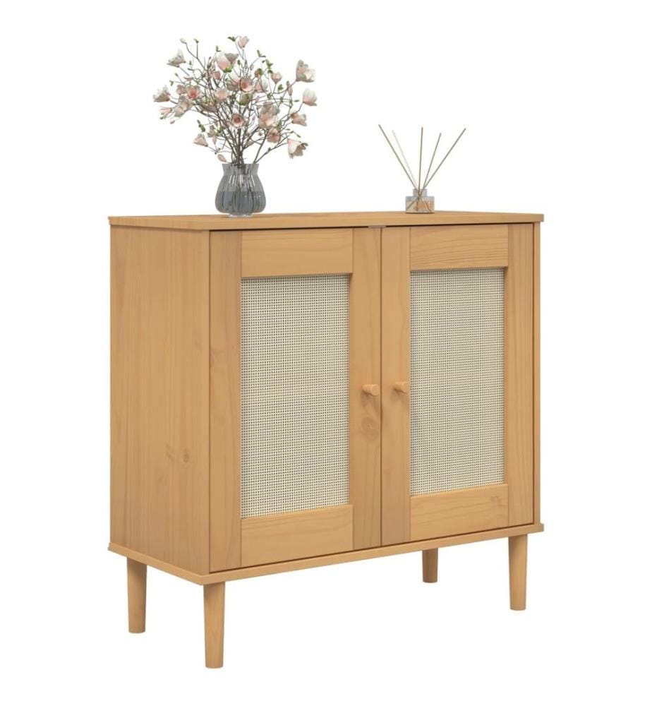 Sideboard SENJA Rattan-Optik Braun 80x35x80 cm Kiefernholz
