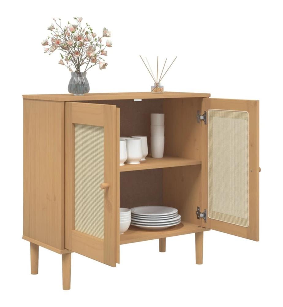 Sideboard SENJA Rattan-Optik Braun 80x35x80 cm Kiefernholz
