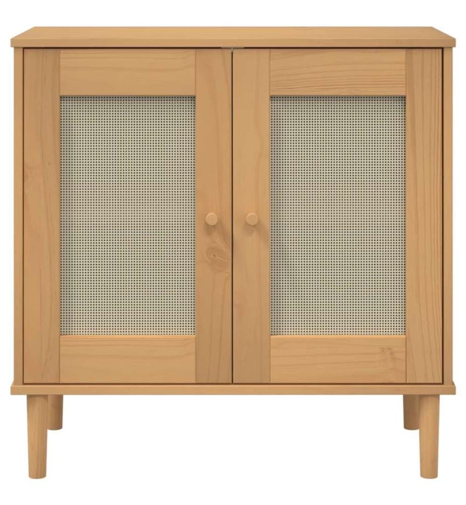 Sideboard SENJA Rattan-Optik Braun 80x35x80 cm Kiefernholz