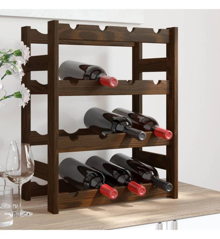 Weinregal für 16 Flaschen Braun Massivholz Kiefer