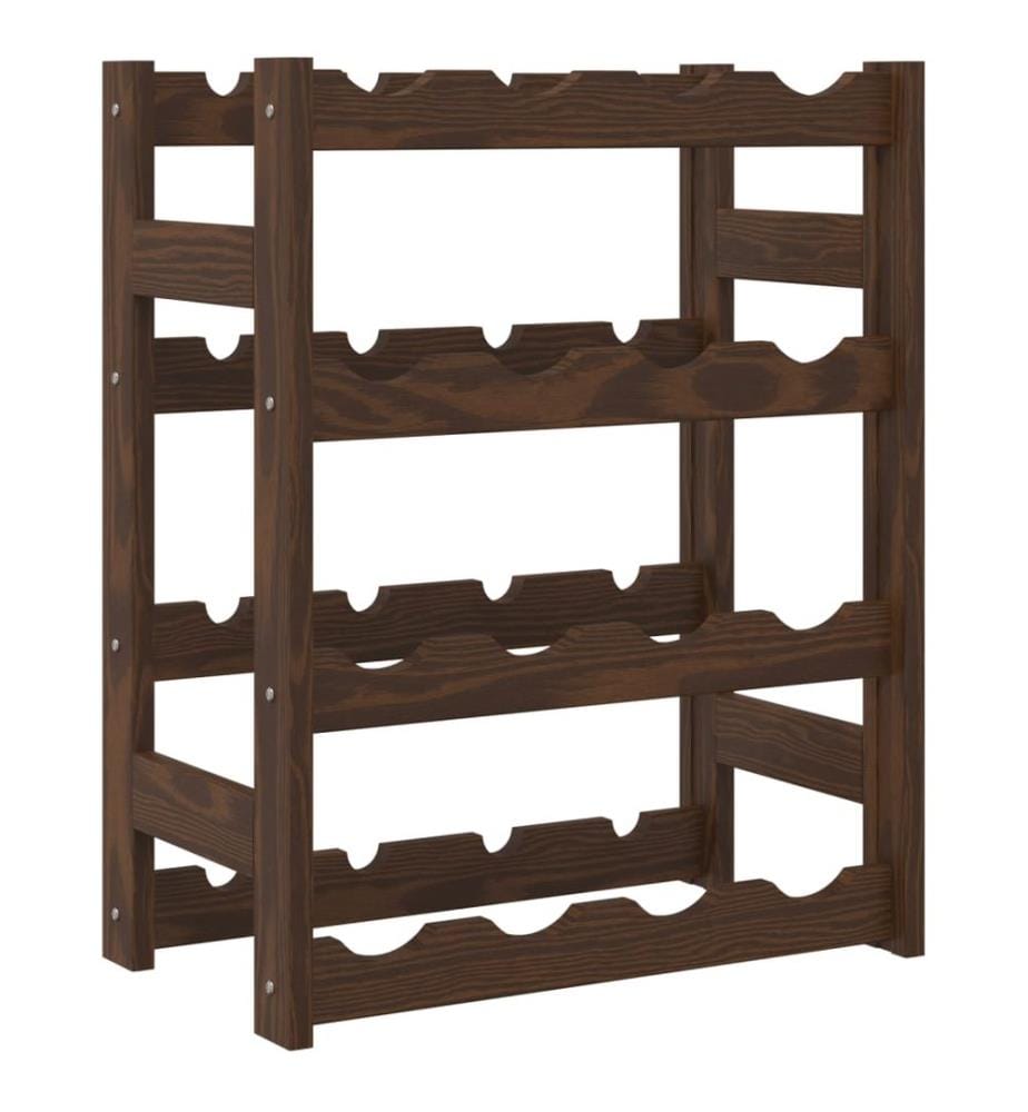 Weinregal für 16 Flaschen Braun Massivholz Kiefer