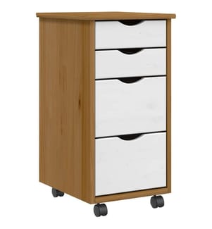 Armoire roulante avec tiroirs MOSS bois de pin marron miel