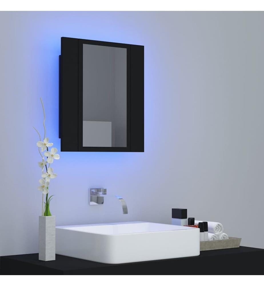 Armoire à miroir de salle de bain LED Noir 40x12x45cm Acrylique