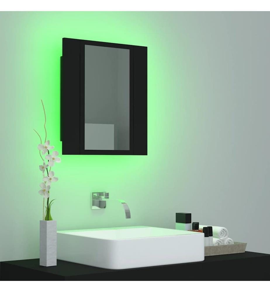 Armoire à miroir de salle de bain LED Noir 40x12x45cm Acrylique
