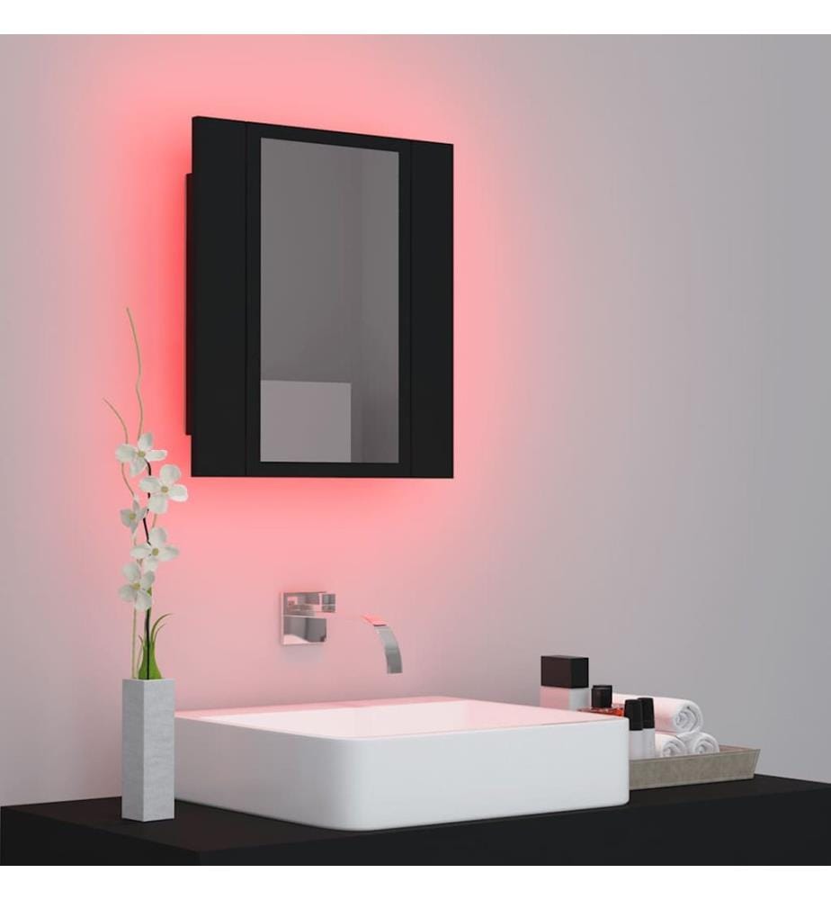 Armoire à miroir de salle de bain LED Noir 40x12x45cm Acrylique