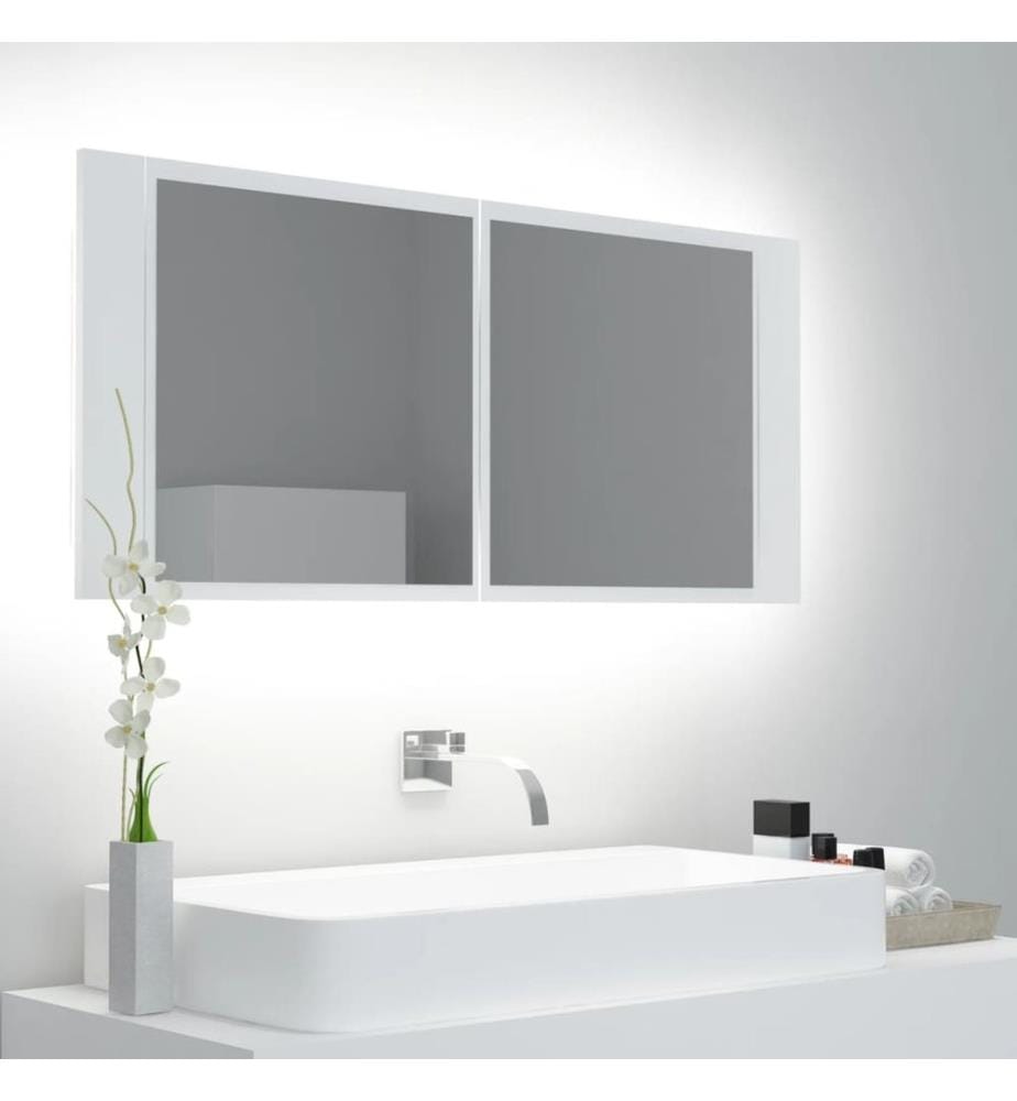 LED-Bad-Spiegelschrank Weiss 100x12x45 cm Acryl