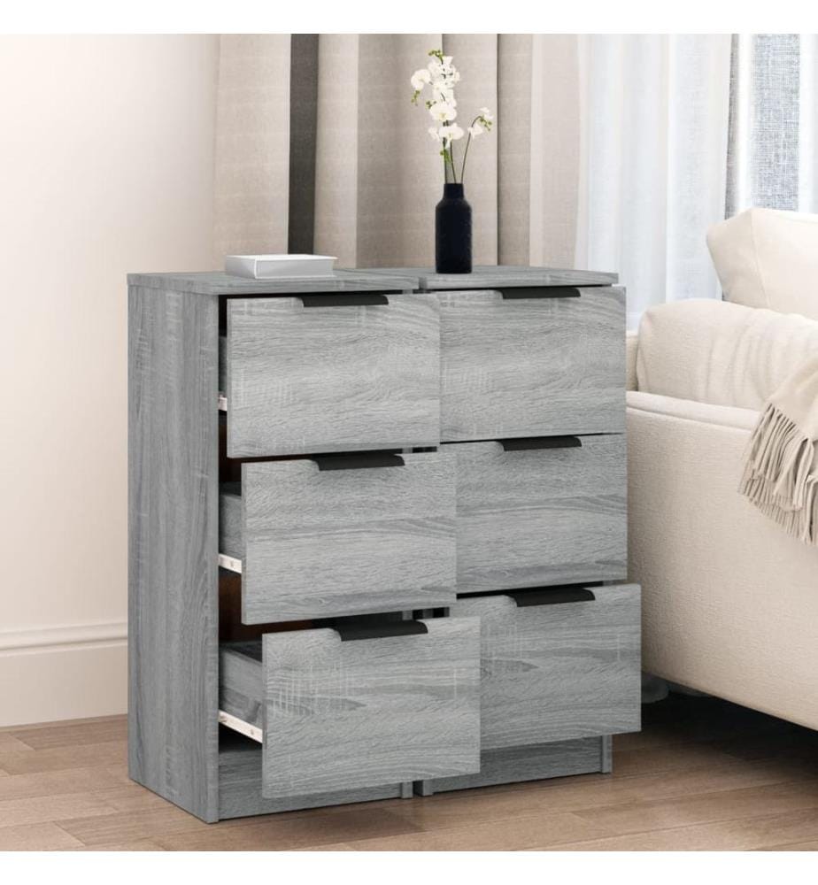 Sideboards 2 Stk. Grau Sonoma 30x30x70 cm Holzwerkstoff