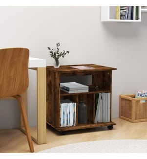 Armoire roulante Chêne fumé 60x45x60 cm Bois d'ingénierie