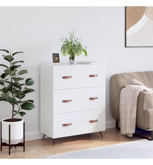 Commode blanc 69,5 x 34 x 90 cm bois d'ingénierie