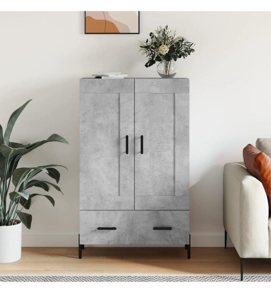 Buffet haut gris béton 69,5x31x115 cm bois d'ingénierie
