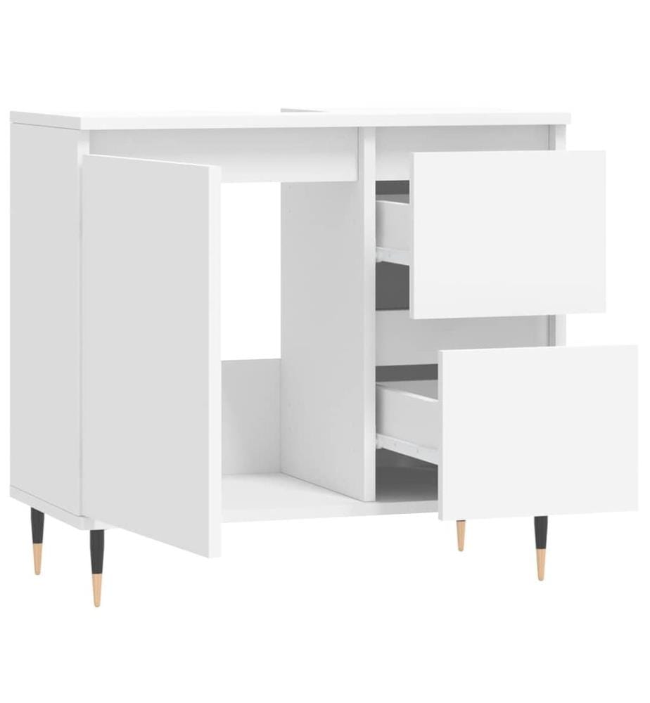 Badschrank Weiss 65x33x60 cm Holzwerkstoff