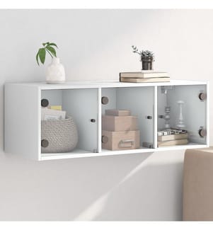 Armoire murale avec portes en verre blanc 102x37x35 cm