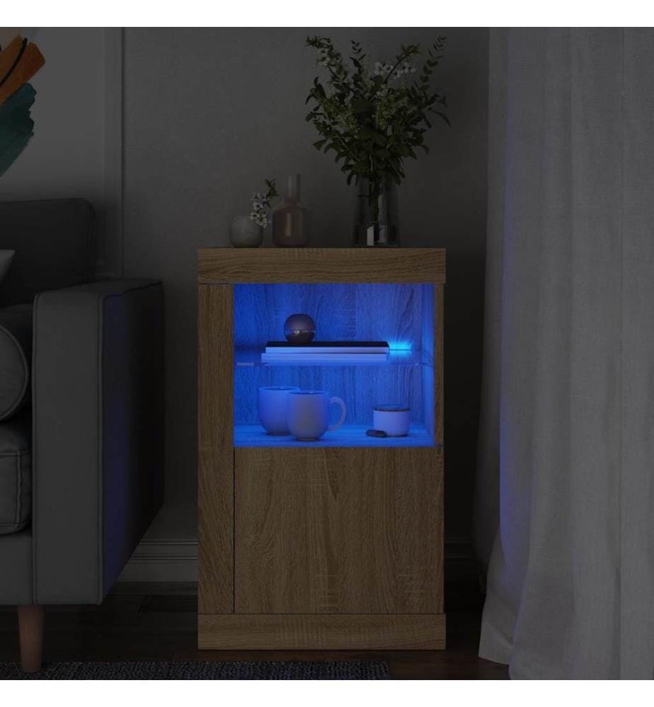 Armoire latérale avec lumières LED chêne sonoma