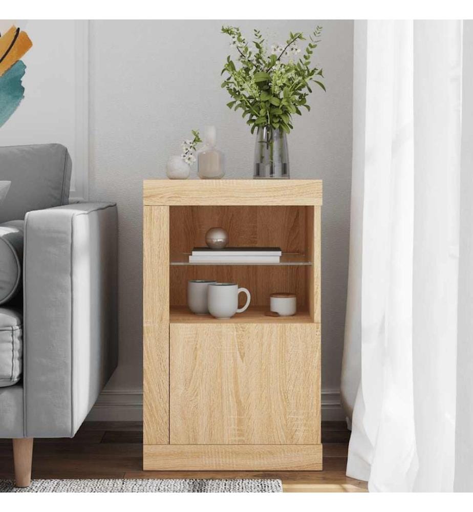Armoire latérale avec lumières LED chêne sonoma