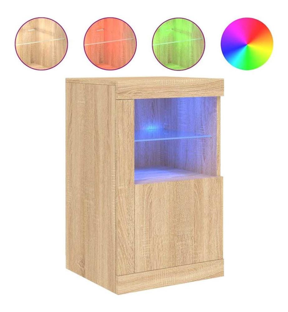 Armoire latérale avec lumières LED chêne sonoma