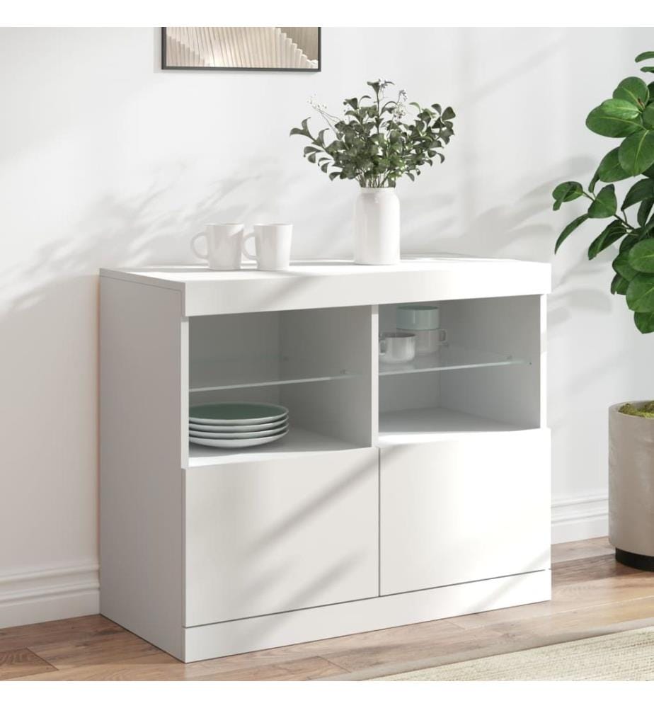 Buffet avec lumières LED blanc 81x37x67 cm