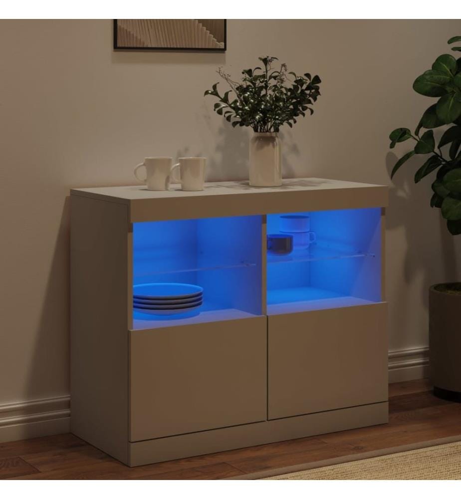 Buffet avec lumières LED blanc 81x37x67 cm