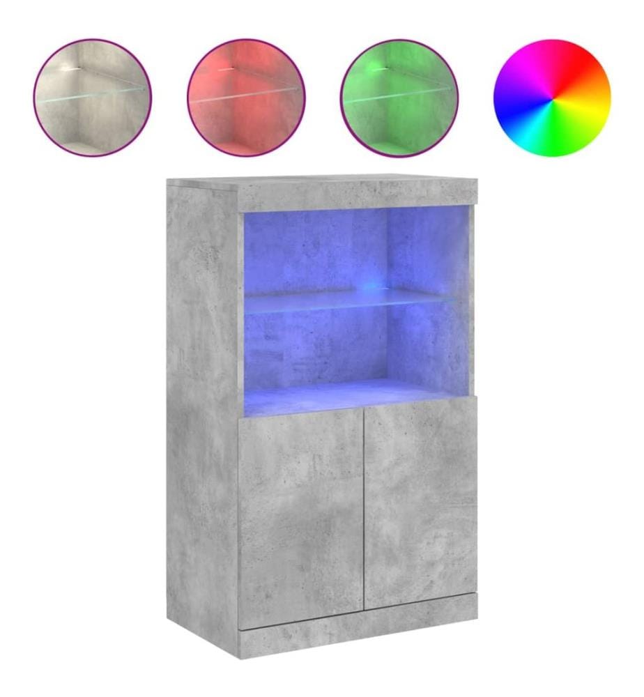 Sideboard mit LED-Leuchten Betongrau 60,5x37x100 cm