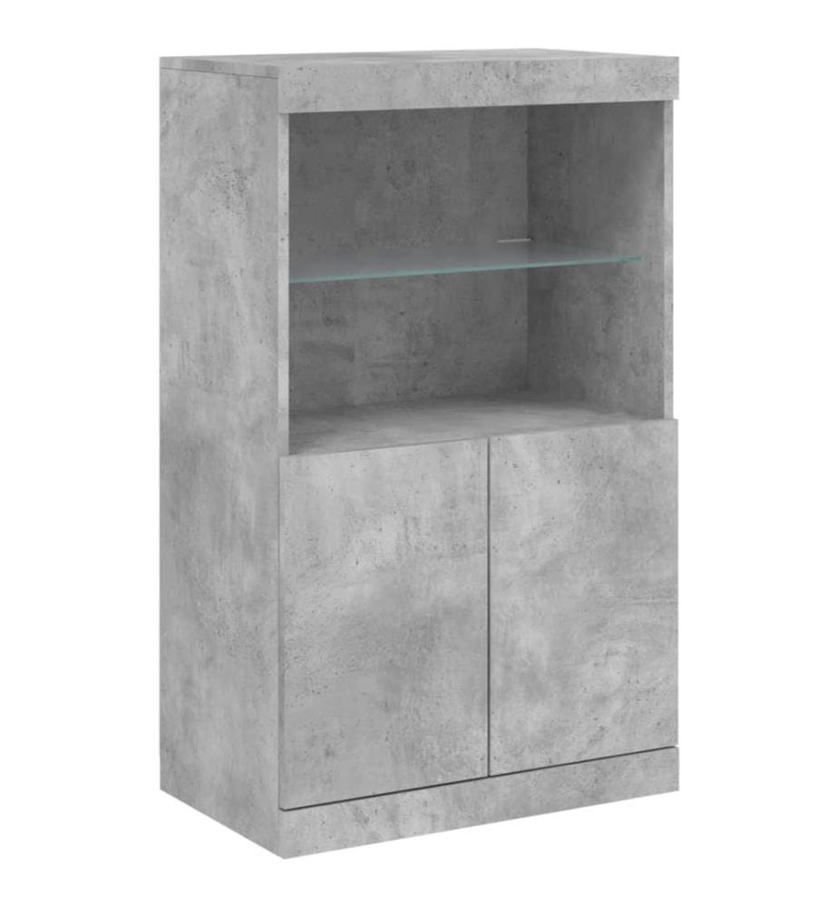 Sideboard mit LED-Leuchten Betongrau 60,5x37x100 cm