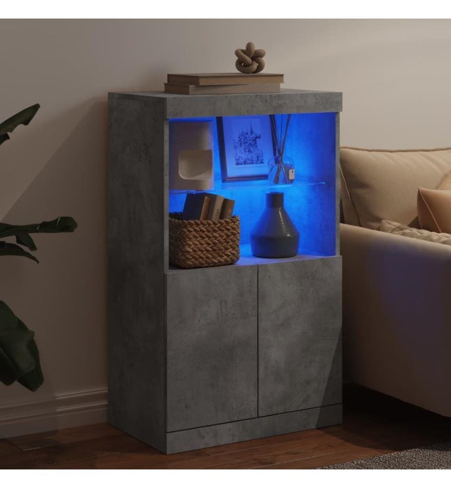 Sideboard mit LED-Leuchten Betongrau 60,5x37x100 cm