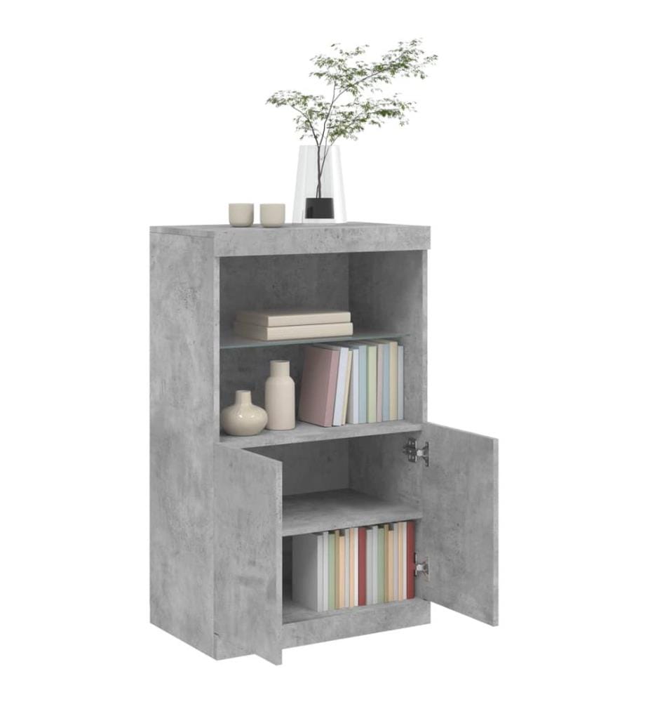 Sideboard mit LED-Leuchten Betongrau 60,5x37x100 cm