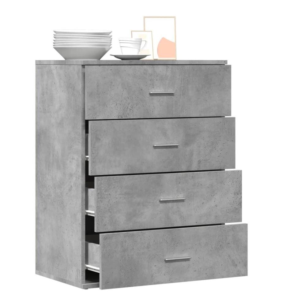 Buffet gris béton 60x39x80 cm bois d'ingénierie