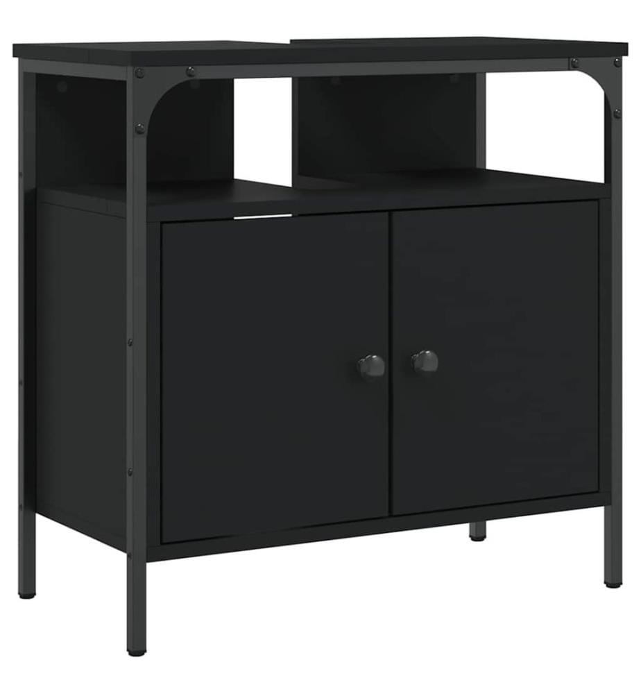 Waschbeckenunterschrank Schwarz 60x30x60 cm Holzwerkstoff