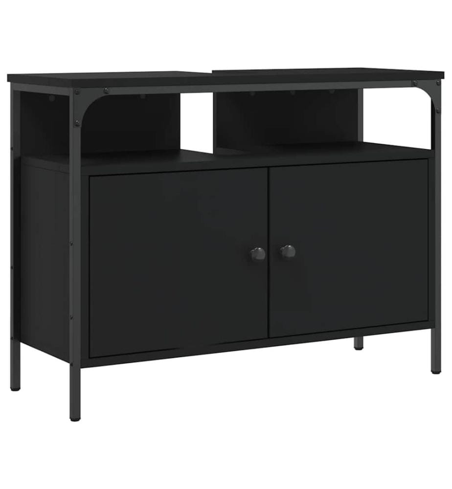 Waschbeckenunterschrank Schwarz 80x30x60 cm Holzwerkstoff