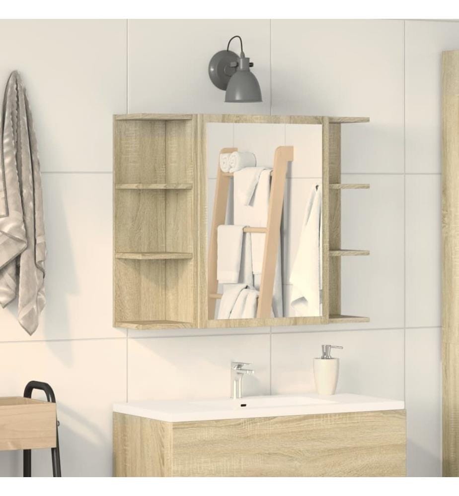 Bad-Spiegelschrank Sonoma-Eiche 80x20,5x64 cm Holzwerkstoff