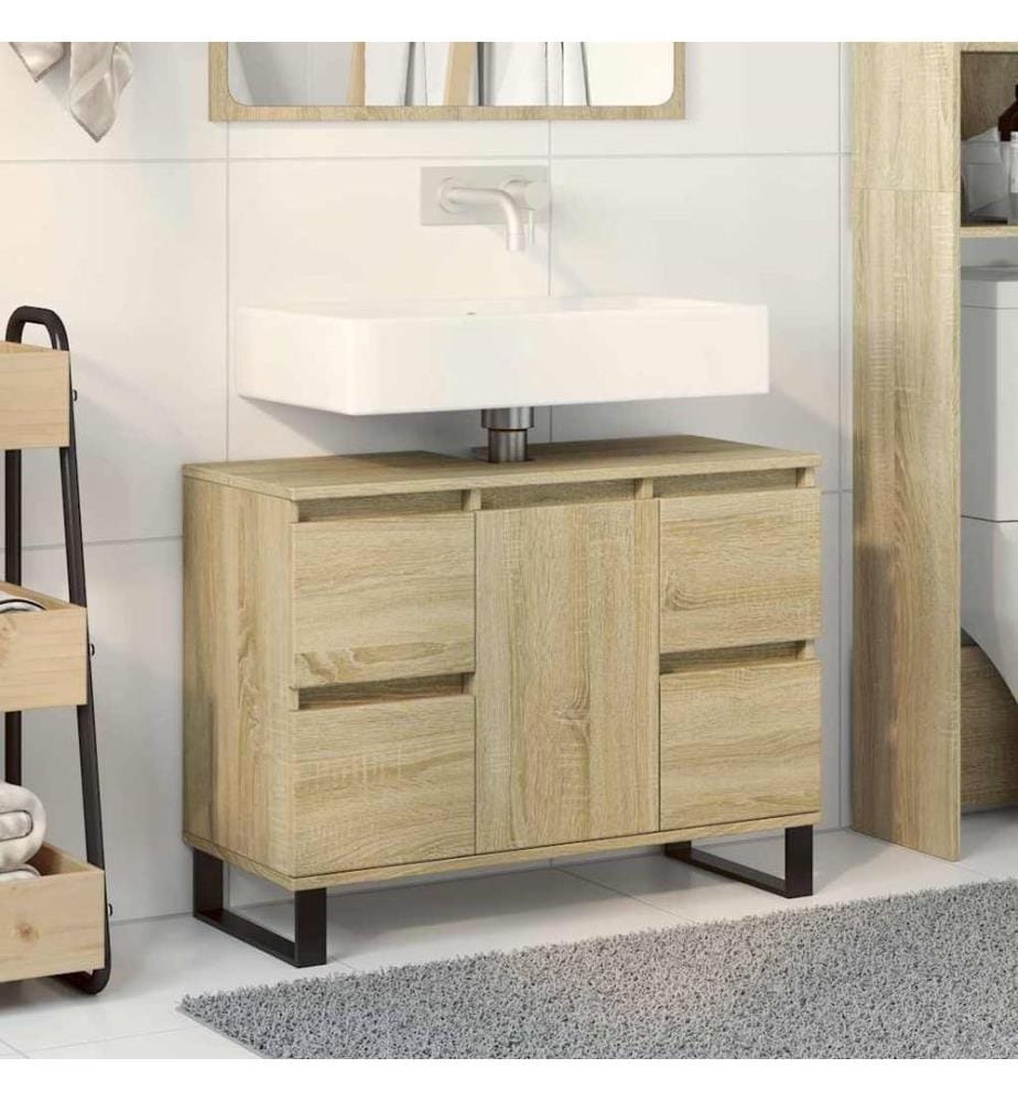 Armoire salle de bain chêne sonoma 80x33x60cm bois d'ingénierie