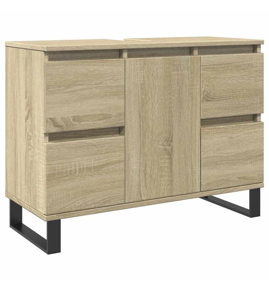 Armoire salle de bain chêne sonoma 80x33x60cm bois d'ingénierie