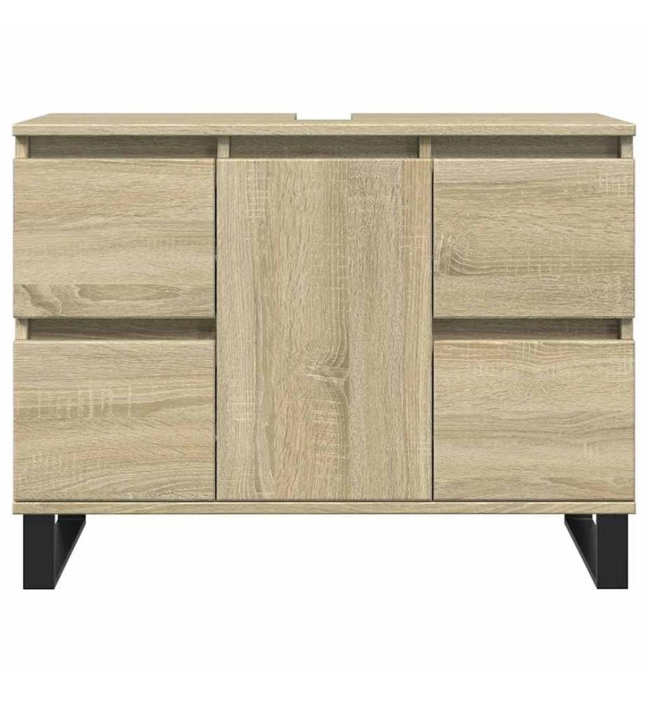 Armoire salle de bain chêne sonoma 80x33x60cm bois d'ingénierie