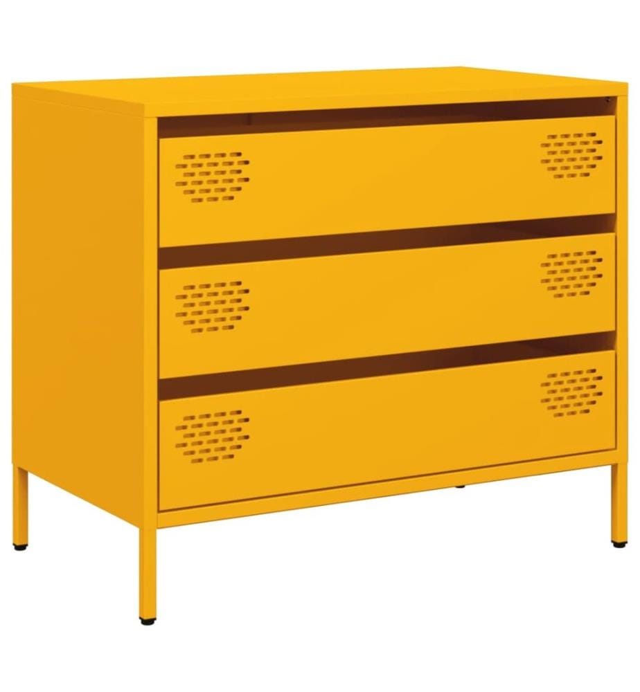 Buffet jaune moutarde 68x39x58,5 cm acier laminé à froid
