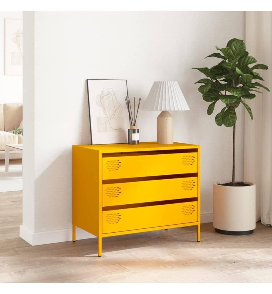 Buffet jaune moutarde 68x39x58,5 cm acier laminé à froid